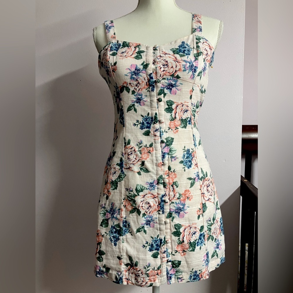 Women’s Floral Mini Dress, Size S, Pink/White, by Forever 21